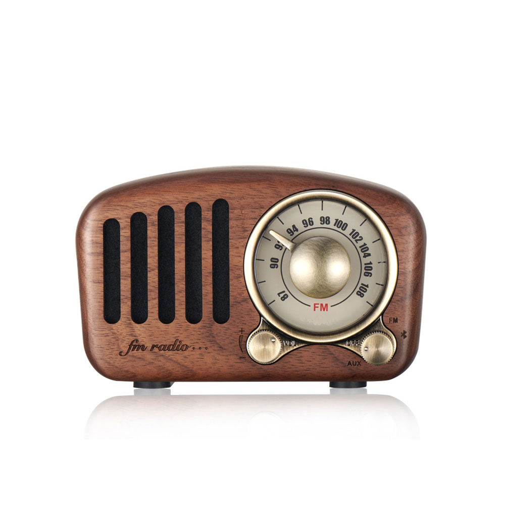 Vintage Walnut Wood Bluetooth Speaker Radio – Retro Design, Modern Sound