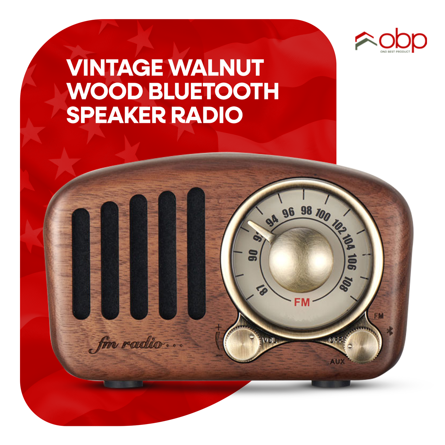 Vintage Walnut Wood Bluetooth Speaker Radio – Retro Design, Modern Sound