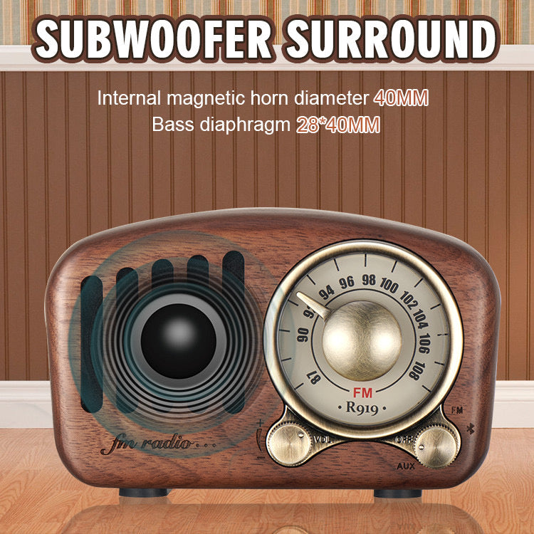 Vintage Walnut Wood Bluetooth Speaker Radio – Retro Design, Modern Sound